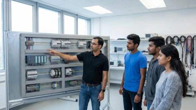 Students getting electrician training at KJIT in Vadodara